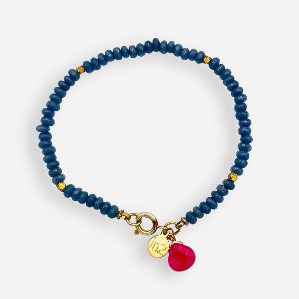 IN2 Designs Blue Sapphire Bracelet September‎ Birthstone Beaded Ruby Charm